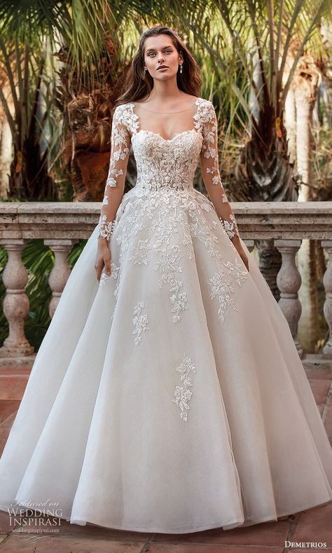 demetrios 2023 bridal long sleeve sleeveless strapless sweetheart neckline romantic lace a line ball gown wedding dress chapel train 1202 3 -- Demetrios 2023 Wedding Dresses | Wedding Inspirasi #wedding #weddings #bridal #weddingdress #weddingdresses #bride #fashion #label:Demetrios #week:332022 #year:2023 ~ 2023 Wedding Dresses, Elegant Long Sleeve Wedding Dresses, Latest Wedding Gowns, Demetrios Wedding Dress, Long Sleeve Bridal Dresses, Elegant Bridal Gown, Long Sleeve Ball Gowns, Classy Wedding Dress, Wedding Dress Necklines