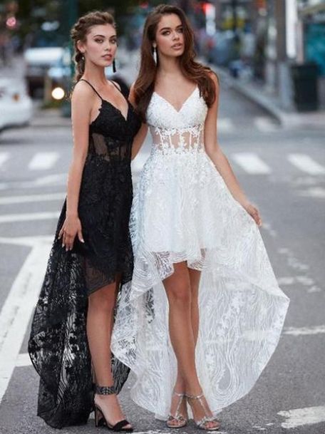 ecd62de20ea67e1c2d933d311b08178adesc49715331ri High Low Party Dresses, High Low Prom Dress, Lace Prom Dresses, High Low Prom Dresses, Straps Prom Dresses, Spaghetti Strap Prom Dress, Prom Dresses 2019, Lace Party Dresses, Lace Prom Dress