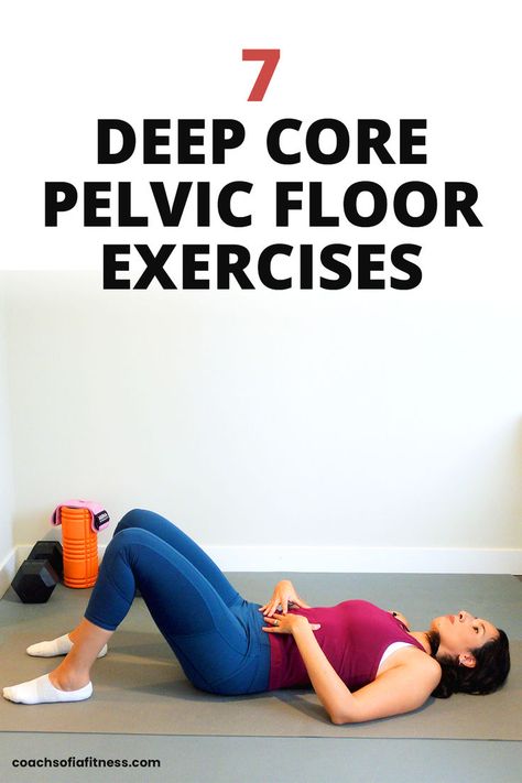 7 simple and effective pelvic floor exercises to strengthen your deep core and pelvic floor muscles. These core exercises are best for women to fix core weakness causing lower back pain or diastasis recti. You can strengthen your core during pregnancy with these gentle core exercises! Strengthen Pelvic Floor Exercises, Strengthening Exercises For Women, Pelvic Floor Exercises Pregnancy, Pelvic Floor Workout, Workout Challange, Pelvic Floor Strengthening, Pelvic Floor Muscle Exercise, Exercise Coach, Core Exercises For Women
