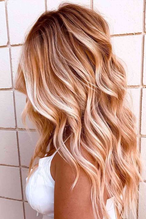 What Is Balayage Hair And Best Ideas To Go For - Love Hairstyles Strawberry Blonde Hair With Copper Highlights, Red Hair Smudge Root, Copper Color Melt Hair, Blonde Hair Copper Lowlights, Red Streaks In Blonde Hair, Money Piece Strawberry Blonde, Red Hair Blonde Highlights, Cherry Blonde, Strawberry Blonde Hair Ideas