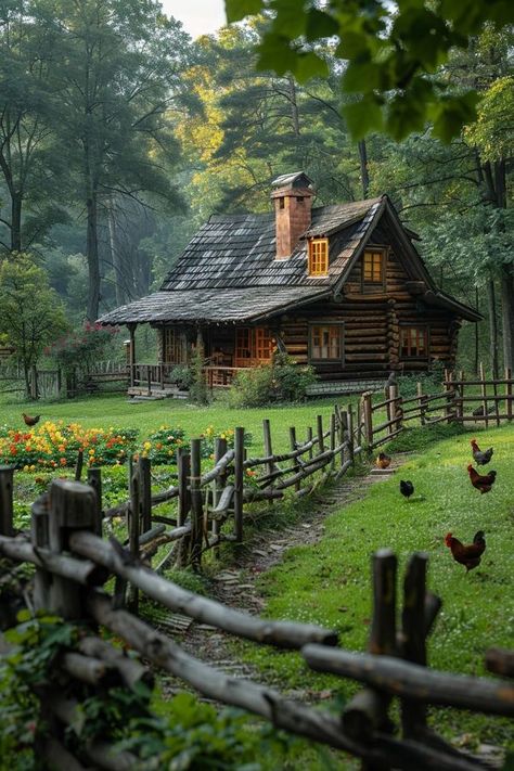 Lakefront Cabin, Tiny Log Cabin, Mountain Cabins, Log Cabin Ideas, Cabin In The Mountains, Forest Cabin, Rustic Porch, Beautiful Cabins, Rustic Romance