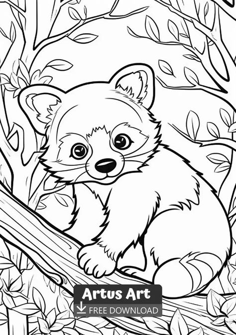 Cute Red panda Coloring Page - Free PDF Download Coloring Page. #redpandacoloringpage #cuteredpandacoloringpage #redpanda Red Panda Coloring Page, Mindful Colouring, Pirate Coloring Pages, Panda Coloring Pages, Insect Coloring Pages, Cute Red Panda, Farm Coloring Pages, Coloring Pages Winter, Garden Coloring Pages