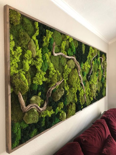 Mos Wand, Living Wall Diy, Living Wall Indoor, Green Wall Design, Wall Hanging Decorations, Indoor Plant Wall, Garden Wall Designs, Moss Decor, Succulent Wall Art