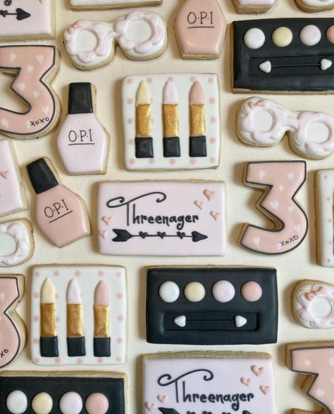 Threenager Birthday Party Food, Threenager Cookie Ideas, 3nager Birthday Party, Threenager Cookies, Threenage Dream Party Ideas, Three-nager Birthday Party, Third Birthday Girl Theme, Threenager Birthday Party Ideas, Girls Third Birthday Party Ideas