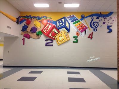 Wall Painting Nursery, Classroom Walls Paint, School Wall Painting, School Wall Decoration, Cartoon Wall Painting, Classroom Preschool, Painting Nursery, Classroom Wall Decor, Kids Room Murals