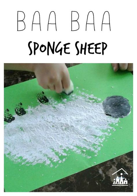 Baa Baa Sponge Painting Sheep - Crafty Kids at Home Montessori, Nursery Rhymes Preschool Theme, Nursery Rhymes Preschool Activities, Nursery Rhyme Lessons, Painting Activity For Kids, Nursery Rymes, Nursery Rhymes Toddlers, Nursery Rhymes Preschool Crafts, Painting Sheep