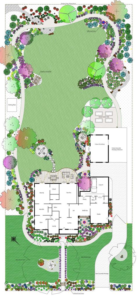 Large Back Garden Design, Landscaping A Large Backyard, Zone 4 Landscaping Plans, Landscape For Large Backyard, Landscaping A Large Yard, Backyard Landscaping Acreage, Backyard Floor Plan, Garden Planning Layout Landscaping, Large Garden Design Layout