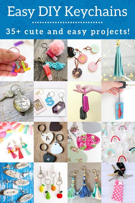 Learn how to make DIY keychains for selling or for gifts to family and friends. You’ll love the various styles of keychain ideas available. Amigurumi Patterns, Diy Car Keychain Ideas, How To Make A Key Chain Diy Craft Ideas, Diy Key Rings Handmade Gifts, Easy To Make Keychains, Keychains To Make And Sell, Diy Mens Keychain Ideas, How To Make Charms Diy Crafts, Easy Diy Keychains To Sell
