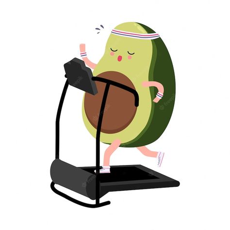 Premium Vector | Cute avocado exercise running on treadmill cartoon hand drawn illustration Exercise Cartoon, Keto Low Carb Recipes, Avocado Cartoon, Pineapple Vector, Avocado Art, Grocery Supermarket, Iced Green Tea, Organic Recipes Healthy, Exercise Running