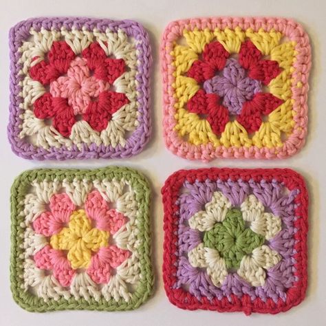 Crochet Blanket Vintage, Granny Square Blanket Tutorial, Cotton Coasters, Crocheted Coasters, Colourful Birthday, Coaster Patterns, Granny Square Crochet Patterns, Crochet Coaster, Coaster Gift Set
