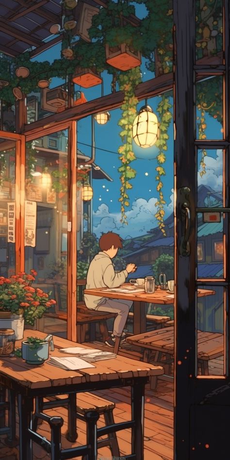 Our "Nighttime Reflections: Boy Gazing from the Restaurant" sticker combines the charm of a serene night scene with the thoughtful presence of a young boy. The boy's pensive expression and the mesmerizing cityscape outside create an atmosphere of quiet ref Anime Night Aesthetic, Rainy Night Illustration, Night Scene Drawing, Night Time Illustration, Lofi Coffee, Indoor Illustration, Atmospheric Illustration, Restaurant Drawing, Restaurant At Night