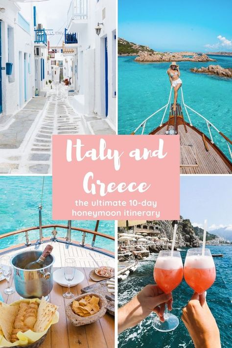 Honeymoon Greece And Italy, Honey Moon In Greece, Honeymoon Italy Itinerary, Greece Santorini Honeymoon, Honeymoon Ideas Greece, Traveling To Italy And Greece, 10 Day Italy And Greece Itinerary, Couples Trip To Greece, Best Place To Honeymoon