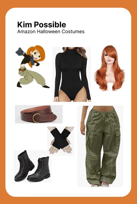 Kim Possible Halloween Costume Pieces Kim Possible Duo Halloween Costumes, Plus Size Kim Possible Costume, 70s Characters Costumes, How To Make Cosplay Costumes, Monique Kim Possible Costume, Halloween Costumes For Midsize Women, Kim Possible Characters Costume, Regular Clothes Halloween Costumes, Female Halloween Costumes Diy