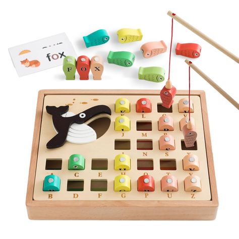 PRICES MAY VARY. 🐟Wooden Magnetic Fishing Toys:Our alphabet fishing games enhance preschool fine motor skills and hand-eye coordination,early spelling.With playing the brain development toys honing their problem-solving abilities and fostering imaginative play. 👶Learning Educational Toys:ABC wooden puzzle comes with 2 wooden fishing poles toys, kids can play with friends, develop their communication and social skills.This letter games have alphabet flash cards, help your child recognize letter Toys For Development, Kawaii, Educational Toys And Games, Montessori Activities Preschool, Preschool Fine Motor Skills, Diy Montessori Toys, Fishing Games, Abc Learning, Alphabet Toys