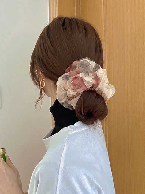 Hair Ties, Floral Scrunchie, Elegant Updo, Scrunchie Hairstyles, Hair Accessories For Women, Scrunchies, Womens Hairstyles, Apparel Accessories, Floral Print