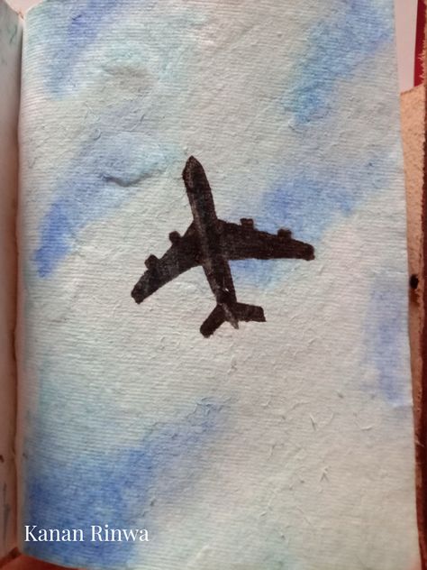 Tela, Aeroplane Watercolor Painting, Airplane Drawing Sketches, Aeroplane Drawing, Aeroplane Painting, Acrylic Painting For Kids, Watercolor Mini, Easy Paintings For Beginners, Airplane Painting