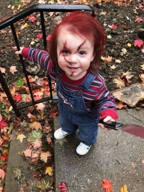 Soo cute little chucky😍 Easy Halloween Face Paint, Face Paint Ideas For Kids, Mason Thomas, Paint Ideas For Kids, Halloween Face Paint Ideas, Halloween Face Paint, Horror Funny, Chucky Halloween, Halloween Fantasias