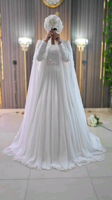 Bridal Abaya Hijab Bride, Muslim Wedding Dress Hijab Bride Simple, Muslim Bridal Dress, Muslim Wedding Dress Hijab Bride, Butterfly Wedding Dress, Modest Bridal Dresses, Niqabi Bride, Wedding Dress Hijab, Wedding Abaya
