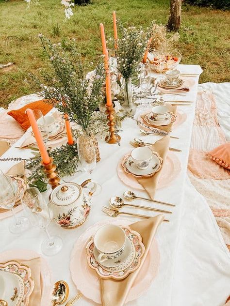 The Big List of 50 Adult Birthday Party Themes - Lady Celebrations Peru, Tea Party Birthday Ideas, Outdoor Tea Party, Party Birthday Ideas, Butterfly Tea Party, Adult Birthday Party Themes, Tea Party Table Settings, Outdoor Tea Parties, Autumn Tea Party