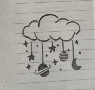 Cloud doodle Clouds Cute Drawing, Simple Clouds Drawing, Cute Things To Doodle Easy, Cloud Doodles Aesthetic, Easy Candle Drawing, Rain Cloud Doodle, Cloud Cute Drawing, Cloud Doodles Simple, Cloud Drawing Easy