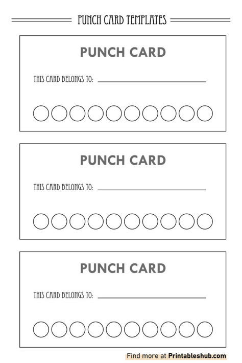 Free Printable Blank Punch Card Template PDF Carnival Punch Card, Punch Card Reward System Free Printable, Punch Card Template, Punch Card Template Free Printable, Loyalty Cards Ideas, Punch Card Design, Behavior Punch Cards, Loyalty Card Template, Happy Planner Printables