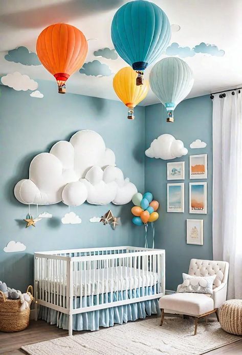 28 Charming Baby Boy Nursery Ideas: Creative Themes and Decor for Your Little Man 1 Bed For Baby Boy, Newborn Room Colorful, Weather Theme Nursery, New Baby Room Ideas, Happy Nursery Ideas, Up Theme Nursery, Clouds And Stars Nursery, Baby Boy Room Paint Ideas, New Born Baby Room Decorating Ideas