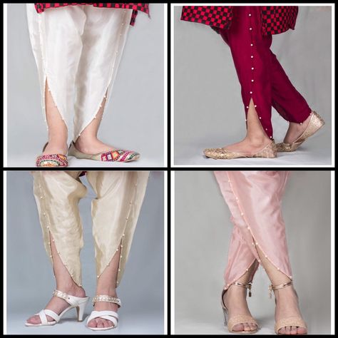 Tulip Trousers Pakistani, Tulip Pants With Kurti Pakistani, Straight Cut Pants For Kurti, Tulip Salwar With Kurti, Tulip Pants Outfit, Tulip Pants With Kurti, Tulip Pants Pattern, Tulip Trouser, Pakistani Pants