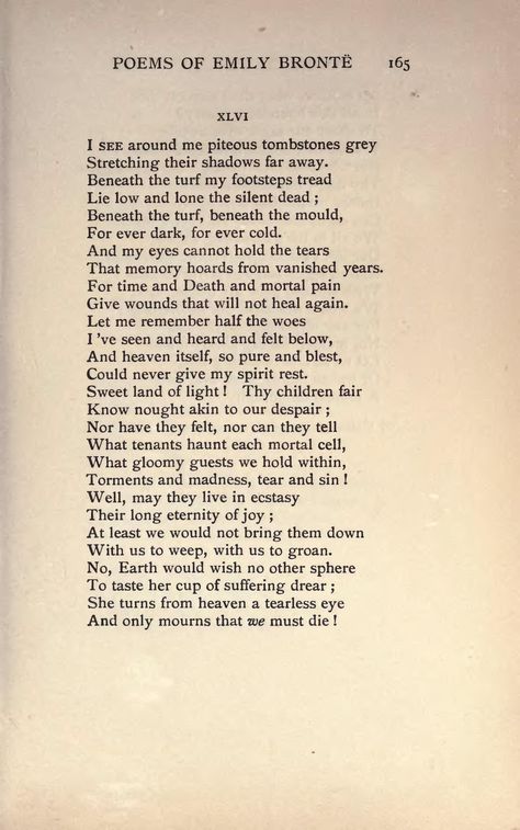 "I see around me piteous tombstones grey..." A poem by Emily Bronte Emily Bronte Poems, Magical Poems, Bronte Poems, Brontë Sisters, Tree Poem, Emily Brontë, Bronte Sisters, Beautiful Poetry, Inspirational Poems