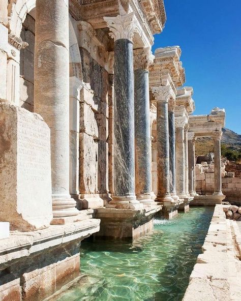 The Passenger on Instagram: “The ancient Roman baths of Sagalassos in Turkey. Sagalassos was conquered from Persia by Alexander the Great in 333 BC it became a…” Water, Antalya, Ancient City, Building, Green