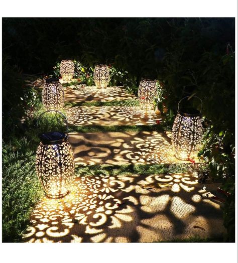 Patio Umbrella Lights, Solar Powered Lanterns, Unique Garden Decor, Lights Hanging, Hanging Stars, Outdoor Lantern, Solar Lanterns, Solar Lights Garden, Outdoor Solar Lights