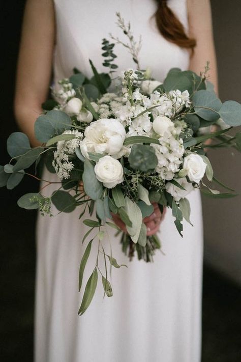 Sage Green Wedding Colors, Ivory Bouquet Wedding, Elegant Wedding Bouquets, Greenery Wedding Bouquet, Cascading Wedding Bouquets, Flowers And Greenery, Green Bouquet, Green Wedding Colors, Sage Green Wedding