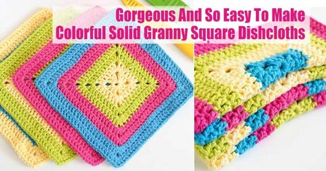 Simple Crochet Pattern, Solid Granny Square, Simple Crochet, Granny Squares Pattern, Square Pattern, Easy Crochet Patterns, Dish Towels, Dish Cloths, Super Simple