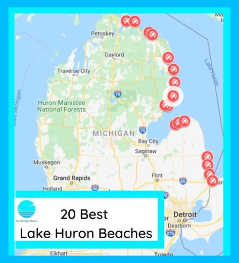 Lake Huron Rocks, Lake Huron Michigan, Michigan Travel Destinations, Manistee National Forest, Michigan Camping, Michigan Map, Michigan Adventures, Michigan Girl, Lake Michigan Beaches