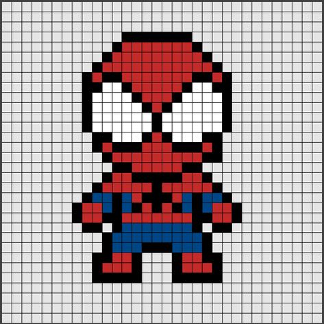 easy pixel art Preview – Pattern Description Color Harmonies: complementary, analogous, triadic color schemes ! – Source – The post easy pixel art – Patrones de Hama Beads de Spiderman [pixel art] appeared first on CoDesign Magazine | Daily-updated Magazine celebrating creative talent from around the world. Spiderman Beads Pattern, Pyssla Ideas Spiderman, Pixel Art Characters Easy, Pixel Art For Beginners, Easy Pixel Art Spiderman, Pixel Art Pattern Spiderman, Spiderman Grid Pattern, Spiderman Grid, Spiderman Pixel Art Grid