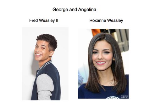 Jordan Fisher- Fred Weasley II Victoria justice- Roxanne Weasley Victoria Justice, Victoria Weasley, Roxanne Weasley, Jordan Fisher, Harry Potter Gif, Fred Weasley, Harry Potter Universal, Harry Potter Fantastic Beasts, Fantastic Beasts