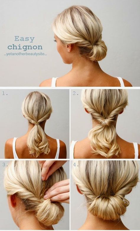 5 Super Easy Updo Hairstyles Tutorials | For More Great Makeup Tips & Advice Visit MakeupTutorials.com. Sanggul Cepol, Easy Updo Hairstyles Tutorials, Easy Chignon, Sanggul Modern, Updo Hairstyles Tutorials, Hairstyles Simple, Teenage Hairstyles, 5 Minute Hairstyles, Chignon Hair