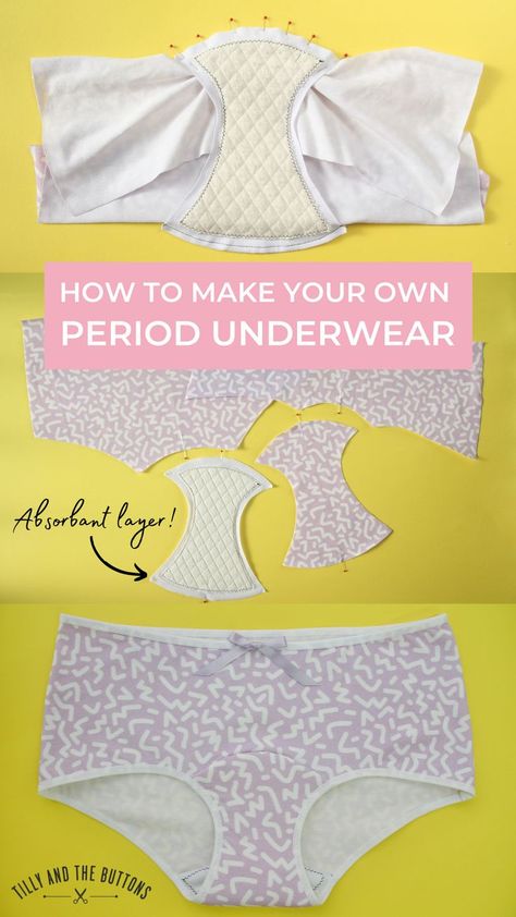 HOW TO MAKE YOUR OWN PERIOD UNDERWEAR! Sew Ins, Panty Sewing, Shop Tattoo, Diy Pants, Time Of The Month, Tilly And The Buttons, Sewing Lingerie, Pants Sewing Pattern, Cloth Pads