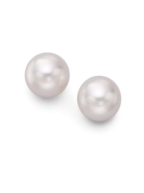 Mikimoto Pearl Earrings, Mikimoto Earrings, Mikimoto Jewelry, White Gold Stud Earrings, White Gold Earrings Studs, White Gold Studs, Sapphire Earrings Studs, Mikimoto Pearls, Classic Earrings