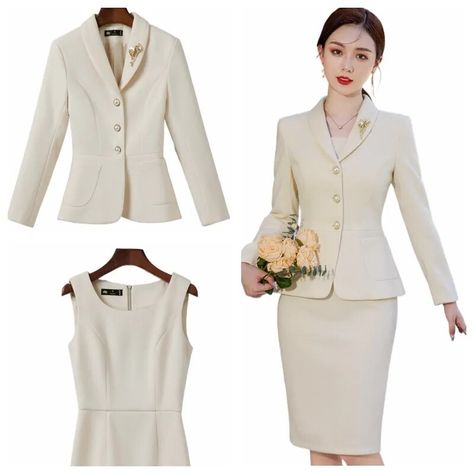 Dress Suit For Women, Skirt Blazer Set, Suits Office, Tops Dress, Business Attire Women, Dress Business, Office Professional, Business Suits, Blazer Set