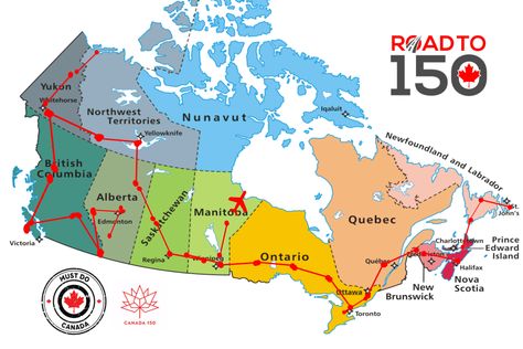 Road to 150 Ultimate 150-Day Road Trip Across Canada | Must Do Canada Eastern Canada Road Trip, Road Trip Canada, Canada For Kids, Things To Do In Canada, Canadian Road Trip, Alberta Travel, Road Trip Map, Canada Map, Maps For Kids