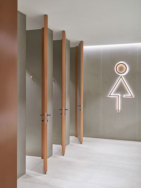 Sheraton on Behance Office Bathroom Design, Public Restroom Design, Commercial Bathroom Designs, Toilet Design Modern, Gym Design Interior, Toilette Design, Interior Kantor, Wc Design, School Bathroom