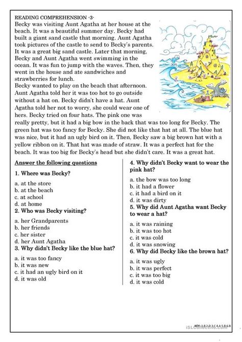 English Reading For Beginners, Dictation Worksheet, Esl Reading Comprehension, Reading Comprehension For Kids, Esl Reading, Comprehension Exercises, Exercises For Beginners, Reading Comprehension Lessons, Reading For Beginners