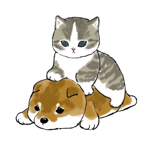 Cats And Dogs Cartoon, Cat And Dog Cute Drawing, Dog And Cat Cute Drawing, Cute Dog And Cat Drawing, Cute Little Cat Drawing, Dogs Cute Drawing, Cute Cat Drawing Cartoon, Cats And Dogs Illustration, Kitty Drawing Cute