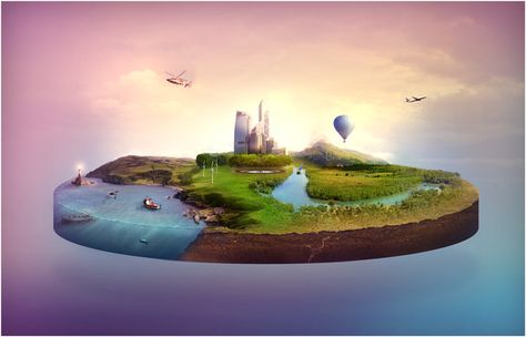 Micro World by András Hajgató, via Behance Food Photoshop, Nature Diorama, 3d Island, Micro World, Environment Sketch, Real Estate Marketing Design, Dark Art Photography, Social Media Ideas Design, Newspaper Design