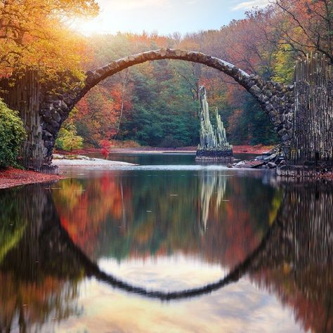 Meet Rakotzbrucke, Germany’s Stunning Stone Devil’s Bridge - TravelAwaits Hotels In Bali, World Most Beautiful Place, Breathtaking Photography, Belle Nature, Breathtaking Places, Scenic Photography, Beautiful Backdrops, Beautiful Places In The World, South Pacific