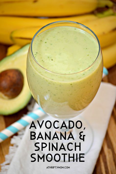 Smoothie With Avocado And Banana, Spinach And Avocado Smoothie, Avocado And Spinach Smoothie, Banana And Spinach Smoothie, Banana And Avocado Recipes, Banana And Avocado Smoothie, Avacodo Smoothie Recipes Healthy, Avocado And Banana Recipes, Smoothie Avocado Recipes