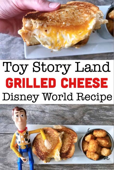 Grilled Cheese Sandwich Recipe, Disney Inspired Recipes, Disney Dishes, Cheese Sandwich Recipe, Sandwich Wraps Recipes, Toy Story Land, Grill Cheese Sandwich Recipes, Cheese Sandwich Recipes, Deli Sandwiches