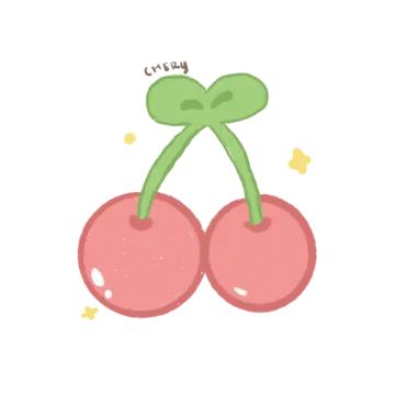 Kawaii, Cherry Doodle Cute, Cute Drawings Of Fruit, Orange Cute Drawing, Cherry Cartoon Drawing, Kawaii Fruit Drawing, Summer Cute Drawings, How To Draw A Cherry, Cute Fruits Drawings