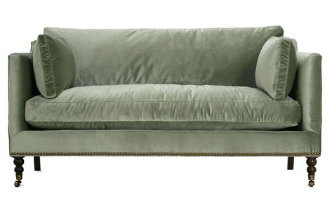 Short Sofa, Velvet Couch Living Room, Petite Sofa, Velvet Sofa Living Room, Transitional Sofas, Green Couch, Velvet Couch, Corner Sofa Set, Green Velvet Sofa