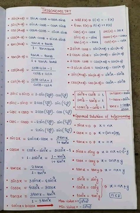 Trigonometry Formulas Class 10, Trigonometry Wallpaper, Trigonometry Chart, Trigonometry Cheat Sheet, Trigonometry Notes, Trigonometry Formulas, Math Trigonometry, Angles Reference, Schul Survival Kits